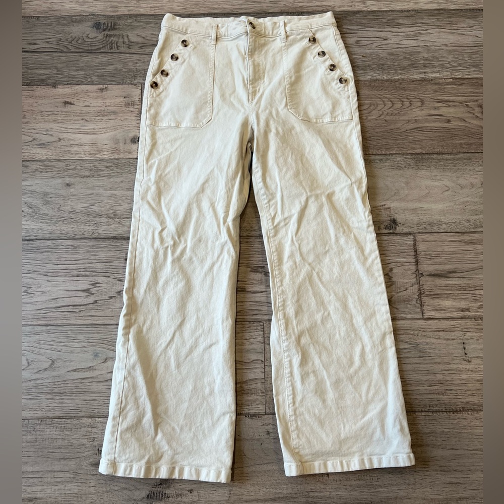 Made and Loved LOFT Women High Rise Wide Leg Jeans White Size 12 31